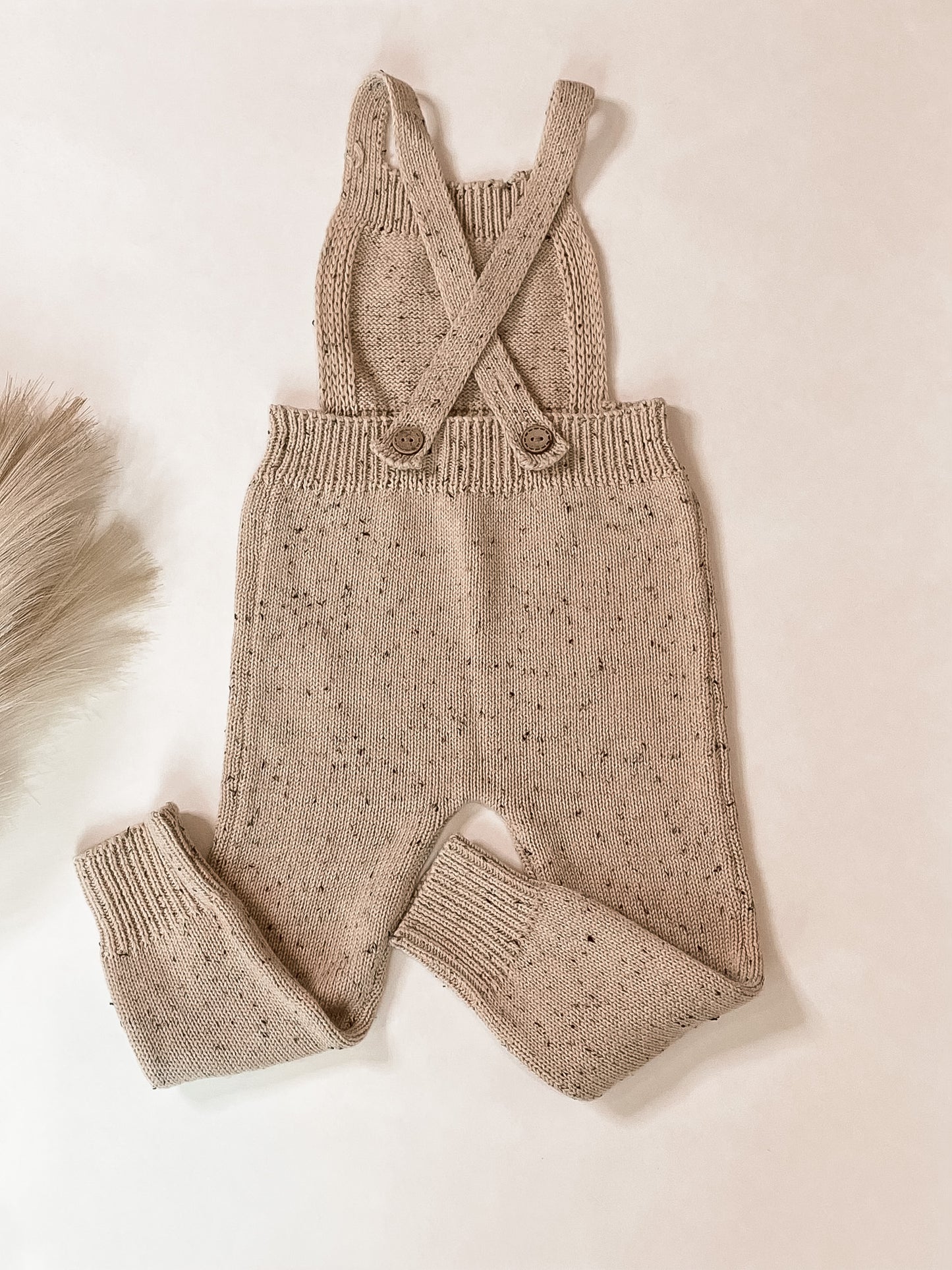 Speckled-Knit Overall Pants